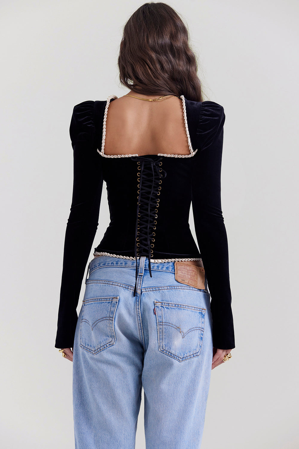 Schwarzes Langarm Top Für Damen | Korsett