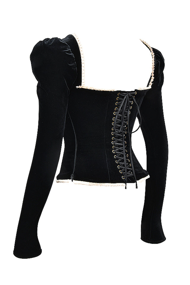 Schwarzes Langarm Top Für Damen | Korsett